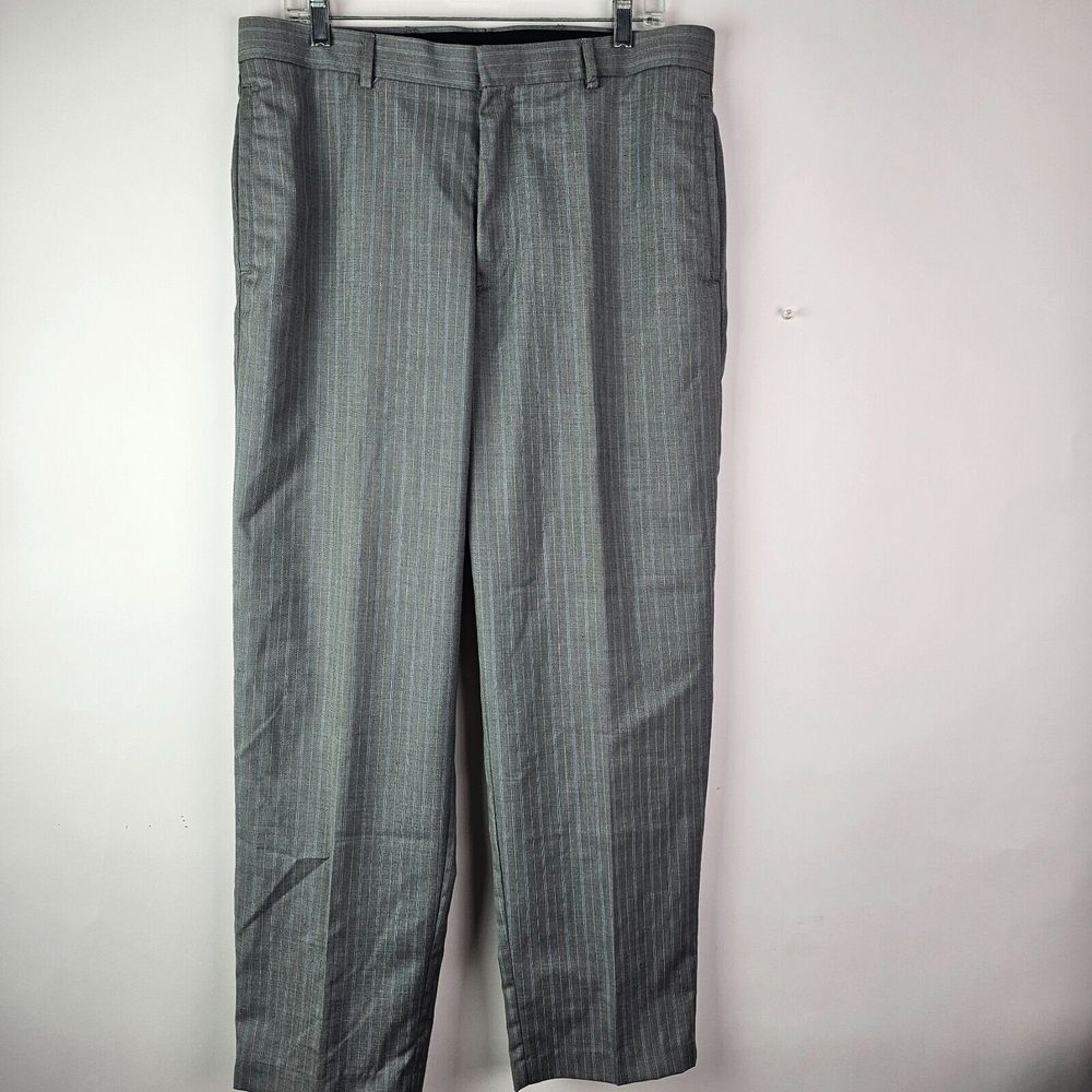 The Savile Row Company London Pants Mens 34 x 30 Gray Striped‎ Slacks